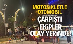 Motosiklet ile otomobil çarpıştı! Ekipler olay yerinde