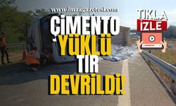 Çimento Yüklü Tır Devrildi!