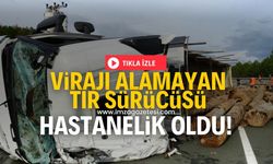 Virajı alamayan tır sürücüsü hastanelik oldu!