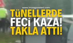 Zonguldak Tünellerinde Korkutan Kaza! Araç Takla Attı