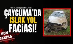 Çaycuma’da Islak Yol Faciası! Araç Takla Atttı!