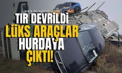 Devrilen Tır, Lüks Araçları Hurdaya Çıkardı!