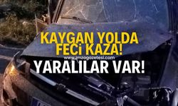 Kaygan yolda feci kaza! Yaralılar var