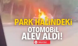 Park halindeki otomobil alev aldı