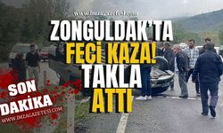 Zonguldak'ta Feci Kaza! Araç takla attı!