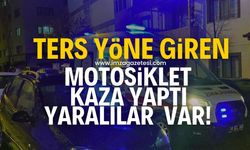 Ters yöne giren motosiklet kaza yaptı! Yaralılar var