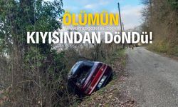 Direksiyon hakimiyetini kaybeden sürücü ölümden döndü