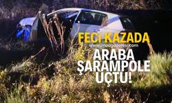 Feci kazada otomobil şarampole uçtu