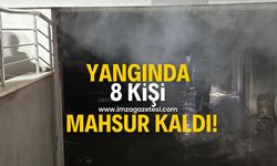 Yangında 8 kişi mahsur kaldı