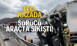 Feci kazada 1 kişi araçta sıkışırken 1 kişi de yaralandı