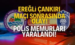 Kdz.Ereğli Belediyespor Çankırıspor maçı sonrası olay! 2 polis yaralandı