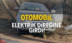 Kontrolden çıkan otomobil elektrik direğine çarptı