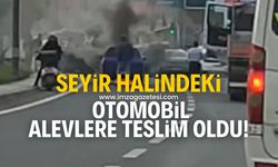 Seyir halindeki otomobilde yangın