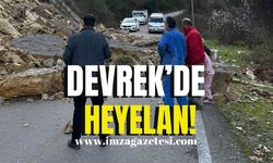 Devrek’de heyelan! Yol kapandı