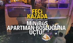 Zonguldak'ın Ereğli ilçesinde feci kaza! Minibüs apartman boşluğuna düştü