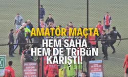 Amatör maçta hem saha hem de tribün karıştı! Rakip takımın otobüsünün lastiklerini patlattılar