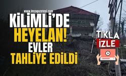 Kilimli'de Heyelan! Üç Ev Tahliye Edildi | Kilimli Haberleri