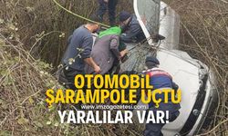 Yağış nedeniyle yoldan çıkan otomobil şarampole uçtu! Yaralılar var