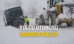 Yolcu otobüsü saatlerce mahsur kaldı