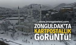 Zonguldak'ta Kar Yağışı Sonrası Uzunmehmet Camii'nde Kartpostallık Görüntüler! | Zonguldak haber