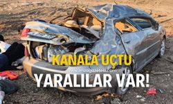 Otomobil kanala uçtu! Yaralılar var