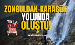 Zonguldak- Karabük yolunda oluşan doğal şelale ilgi odağı oldu! | Zonguldak Haberleri