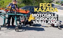 Motosiklet, otomobille çarpıştı! 1 yaralı
