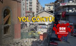 Yıkım çalışması sırasında yol çöktü!