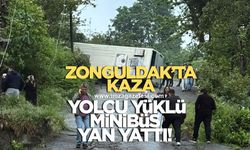 Zonguldak'ta kaza! Yolcu minibüsü yan yattı