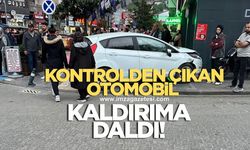 Zonguldak'ta korkutan kaza! Kontrolden çıkan otomobil yayaların arasına daldı