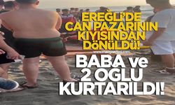 Ereğli'de can pazarının kıyısından dönüldü! Baba ve 2 çocuğunu çevredekiler kurtardı