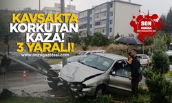 Kavşakta Korkutan Kaza! 3 Yaralı!