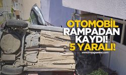 Karabük'te Otomobil Rampadan Kayarak Apartman Girişinde Devrildi... 5 Yaralı!