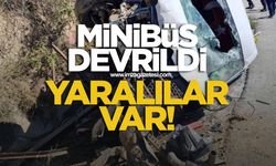 Minibüs devrildi! Yaralılar var