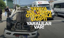 Yaya geçidinde duran otomobile çarpıp takla attı! Yaralılar var