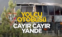 Yolcu otobüsü cayır cayır yandı