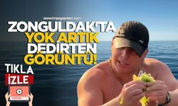 Zonguldak'ta Yok Artık Dedirten Görüntü! Çiğ Balığı Yosunun Arasına Koydu ve Yedi
