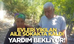 Evleri yıkılan aile sokakta kaldı! Yardım bekliyorlar