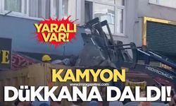 Freni patlayan kamyon dükkana daldı! Yaralı var