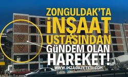 Zonguldak'ta İnşaat ustasından gündem olan hareket...