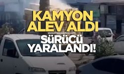Kamyonet alev aldı sürücü yaralandı