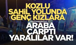 Kozlu sahil yolunda genç kızlara araba çarptı tansiyon yükseldi