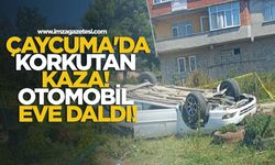 Çaycuma'da korkutan kaza! Otomobil eve daldı!