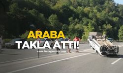 Zonguldak Karaman Çıkışı Araba Takla Attı!