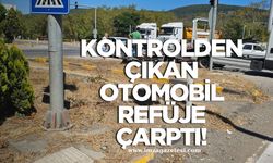 Zonguldak’ta Kontrolden Çıkan Otomobil Refüje Çarptı!