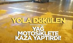 ZONGULDAK’TA AKIL ALMAZ OLAY: YOLA YAĞ DÖKTÜ, MOTOSİKLETLİ KURYE KAZA YAPTI