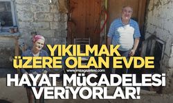 Zonguldak'ta yaşlı çift yıkılmak üzere olan evde yaşam mücadelesi veriyor