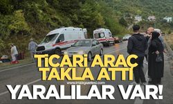 Ticari araç takla attı! Yaralılar var