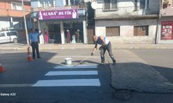 Çatalağzı'nda yaya geçitleri yeniden boyanarak daha güvenilir hale getirildi...