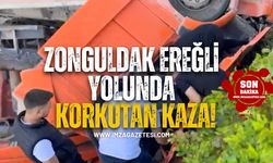 Zonguldak-Ereğli Yolunda Korkutan Kaza! Kamyonet Takla Attı, Sürücü Ağır Yaralandı!
